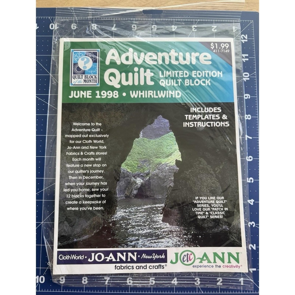 Joann June 1998 Limited Ed. Adventure Quilt BOM Instructions Whirlwind NO FABRIC